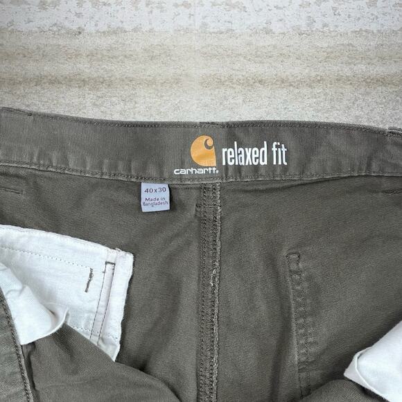 Carhartt Double Knees Carpenter Pants Olive Green Cotton Relaxed Fit Work Wear - Picture 4 of 5